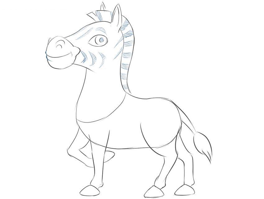 如何简单地画卡通斑马