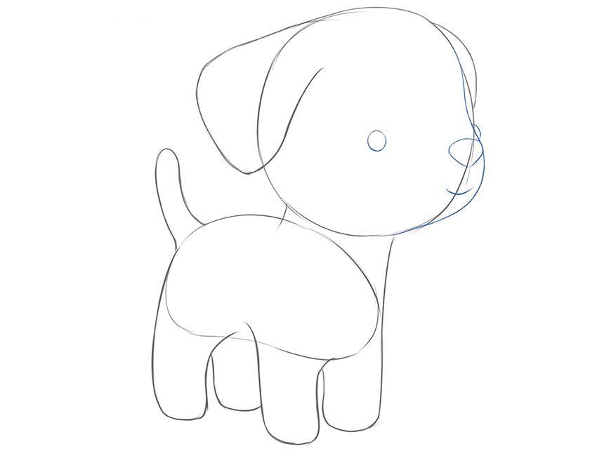 如何一步一步画一只简单的狗