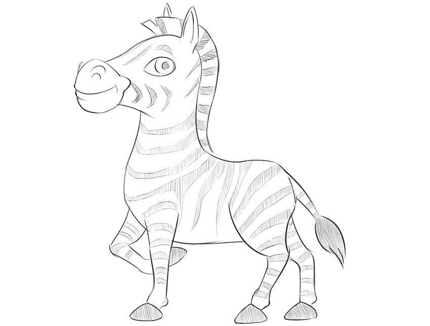 如何画卡通斑马